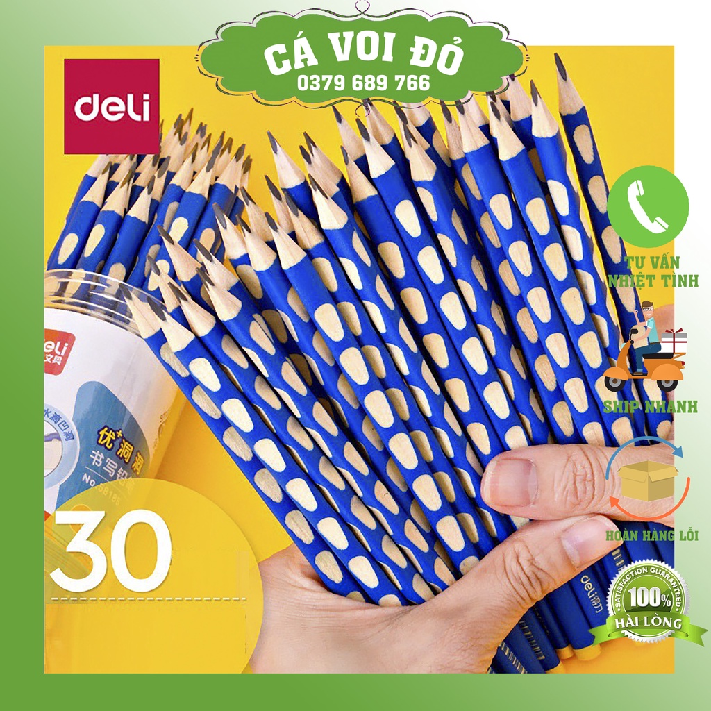 (chính hãng) 10 bút chì định vị deli / định vị tay cầm giúp bé học viết dễ dàng 2B C016