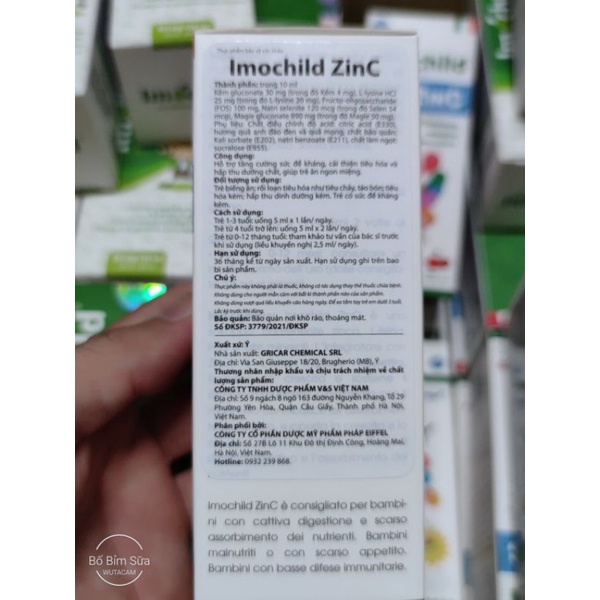 🆘 Kẽm Imochild Zinc  Bổ sung vitamin giúp bé tăng đề kháng kích thích ăn ngon