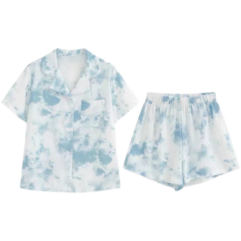 Bộ Đồ Ngủ Pijama Ngắn Tay Họa Tiết Thời Trang Cho Nữ
