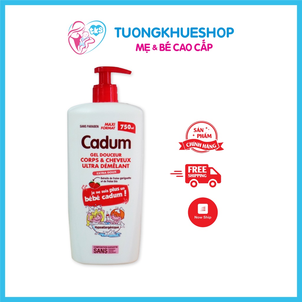 Mẫu mới - Sữa tắm gội Cadum Pháp 750ml hương dâu Sữa tắm gội cho trẻ em