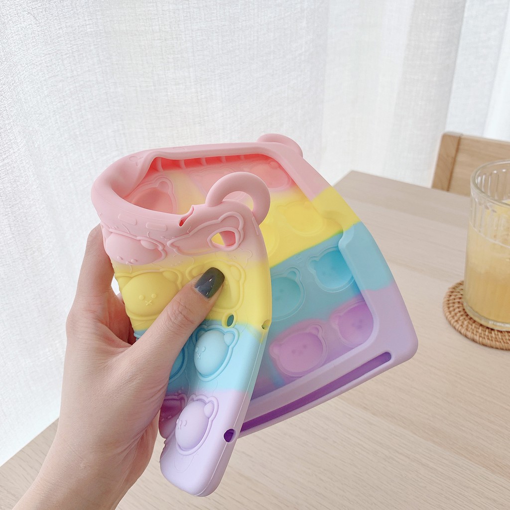 Ốp Máy Tính Bảng Silicon Mềm Hình Gấu Và Cầu Vồng Cho ipad234 2019pro/2020/2018/2017/mini12345/air12