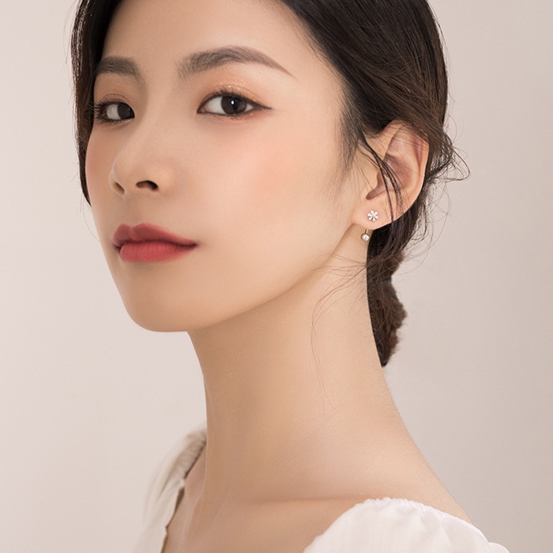 Bông tai nữ bạc 925 bông hoa gài tai K89