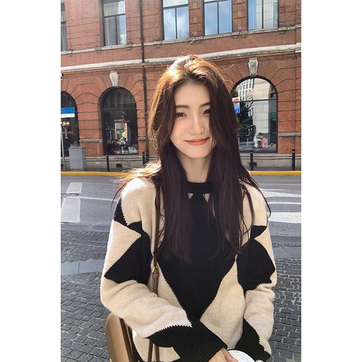 Porozi  Áo len tay dài cổ tròn  thời trang phong cách Hàn Quốc