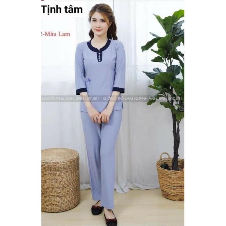Đồ Lam Đi Chùa- Mẫu Thun Phối 4 Nút- Hàng Cao Cấp Loại 1