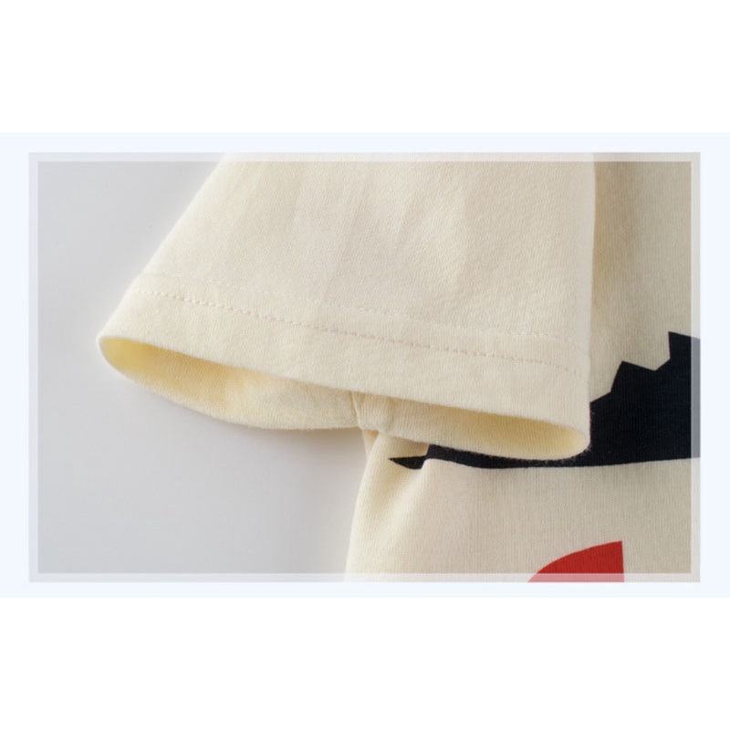 Áo Thun Tay Ngắn Vải Cotton In Hình Khủng Long Dễ Thương Cho Bé Trai