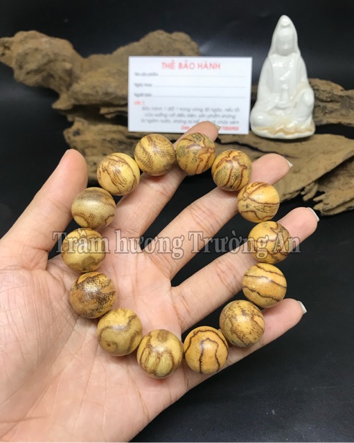 Vòng trầm hương thiên nhiên Tốc Bông size 16-18mm bảo hành hương thơm vĩnh viễn