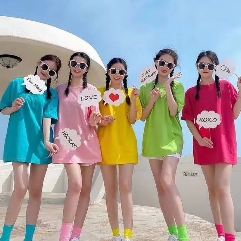 Áo Thun Nam Nữ Nhiều Màu, Áo Phông Trơn Màu Đen Trắng Hồng Cổ Tròn Phom Rộng Suông Basic Mùa Hè Năng Động Loại 1