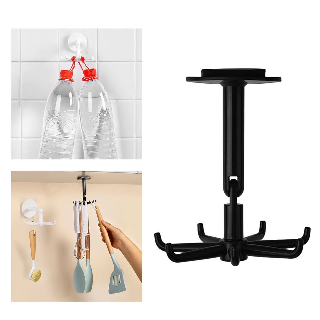 Móc Treo Đồ Dùng Nhà Bếp Màu Đen Có Thể Xoay Tiện Dụng