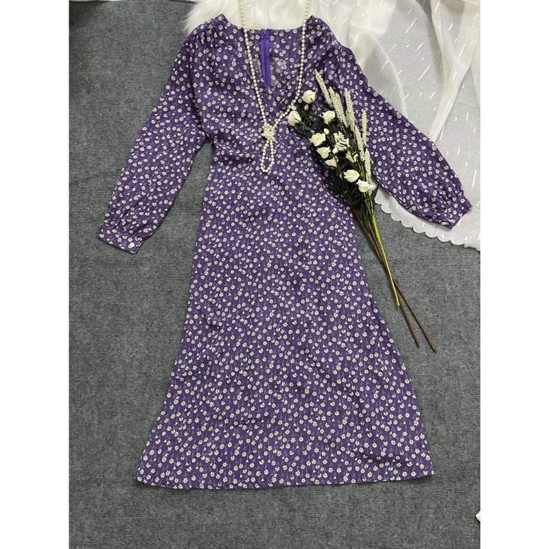 Đầm si vintage Nhật hoa nhí tím