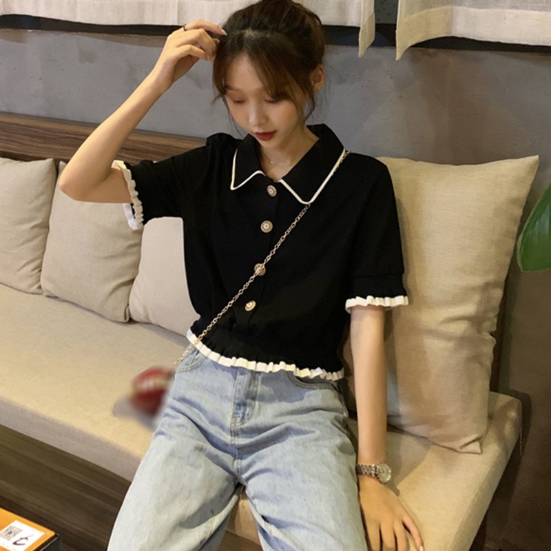 Áo sơ mi ngắn tay cổ bẻ thời trang nữ thanh lịch