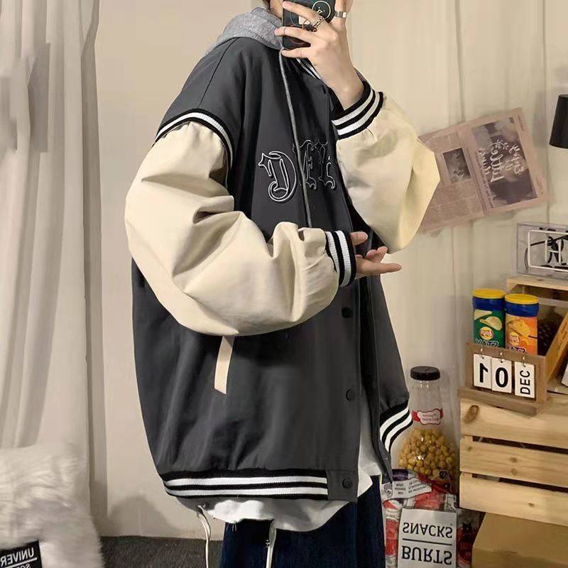 Áo Khoác Bomber XL Hai Lớp Có Mũ Trùm Đầu Mùa Xuân Hình Dơi Tương Phản Cho Nam 2021