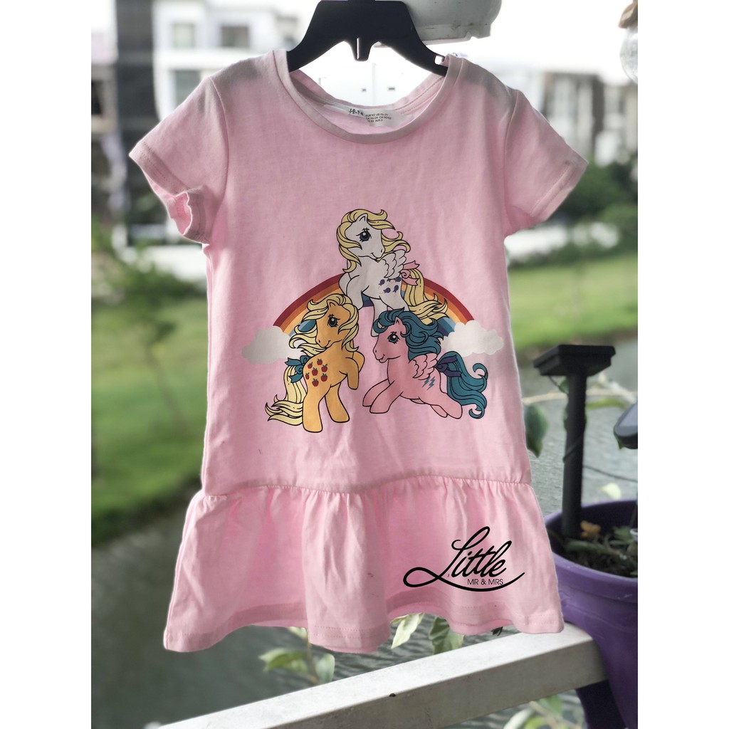 Váy cotton hồng pony