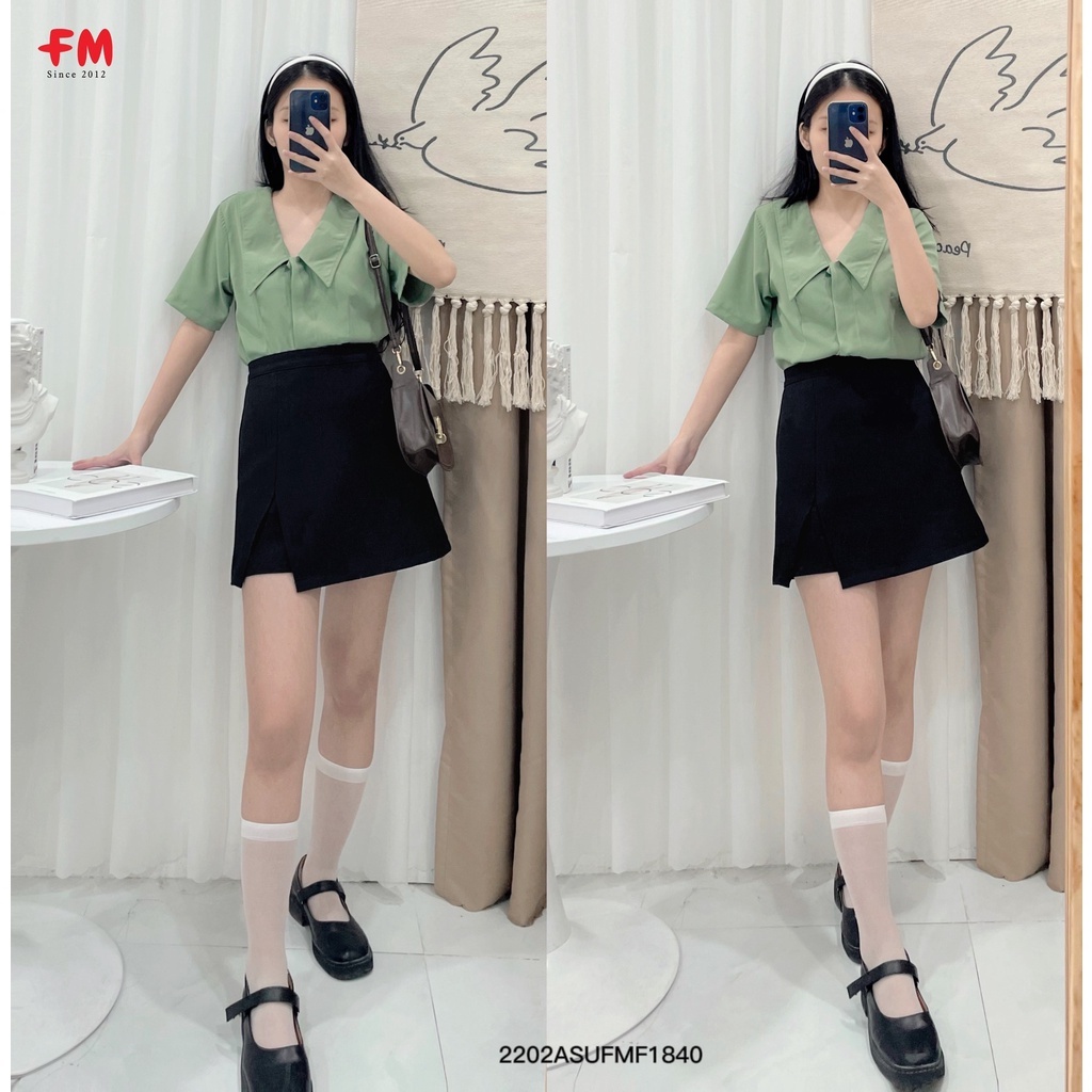 Áo kiểu nữ FM Style tay phồng cổ viền thời trang Hàn Quốc thanh lịch nữ tính I Fm Style Online 220118410