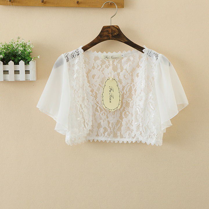 Áo khoác ren tà ngắn 06 khoác lửng bên ngoài mềm mại nữ tính đi làm dự tiệc nhiều màu C107