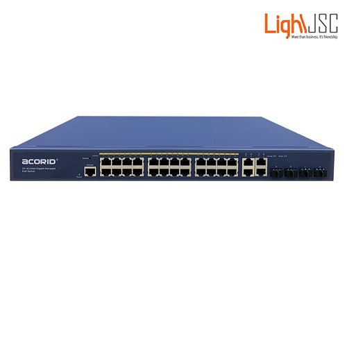Switch PoE 24 cổng PoE x 4 cổng GE x 4 cổng SFP combo Uplink Acorid GLS7700-24P4C-450W- Hàng Nhập Khẩu