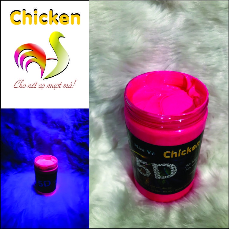 Màu Acrylic Phản Quang Hũ 120ml CHICKEN 5D Phát Sáng Trong Bóng Tối Dưới Ánh Đèn UV Fluorescent Acrylic Paint