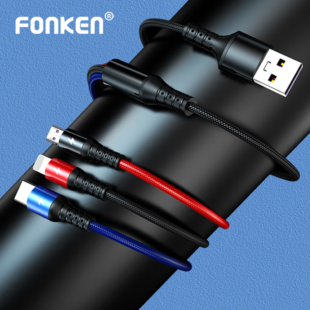 Cáp Sạc Nhanh Và Truyền Dữ Liệu Fonken Cổng Micro Usb/Type-c/5a 8 Pin cho IP