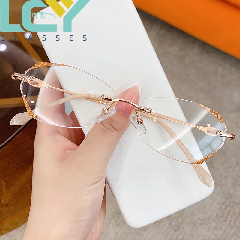 LCYY mới không gọng kính chống ánh sáng xanh không thường xuyên Kính không gọng long lanh-0 ° -5.0 °  7374