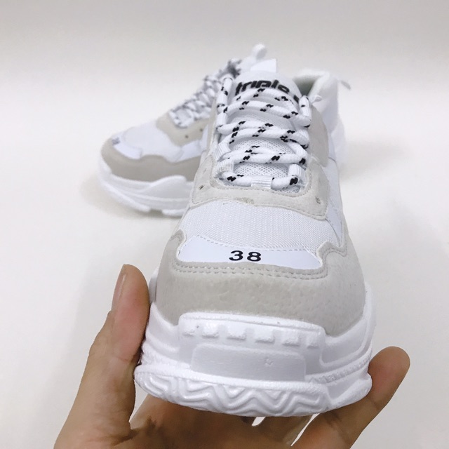 Tặng hộp, Lọ tẩy hoặc tất - Giày thể thao nam nữ sneaker ulzzang triples TRẮNG FULL, size 36-43.       .