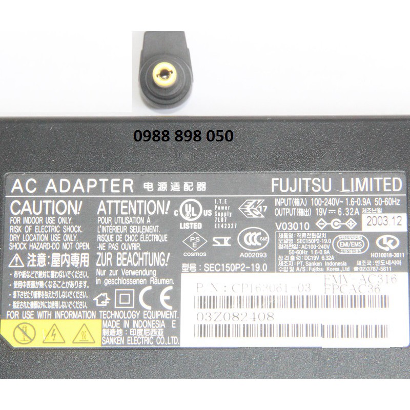 SẠC FUJITSU 19V 6.32A hàng theo máy