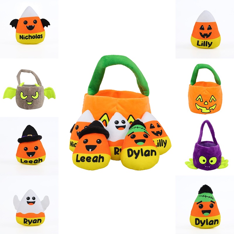 lovely Halloween Funny Candy Ryan Leeah Dylan Pumpkin Basket Bag Plush Toy Bat Kid Gift