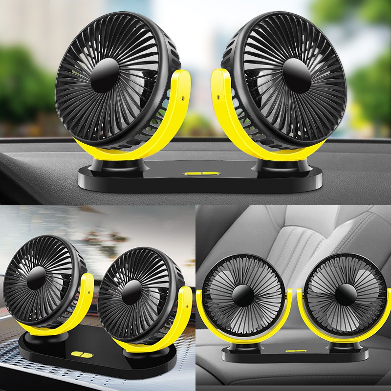 CENZIMO 12/24VQuạt Đôi Mini Đa Năng Dùng Nguồn USB Xoay 360 Độ Công Suất Lớn Cho Ô Tô Xe Hơi Văn Phòng Gia Đình