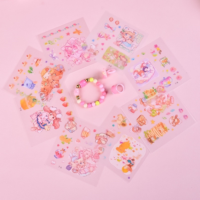 Hộp hình dán sticker kèm trang sức  nhẫn vaf và  vòng  tay đồ chơi cho bé