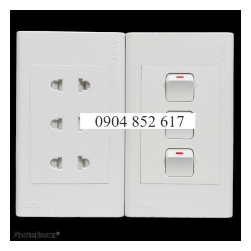 Combo ổ cắm điện ba 2 chấu LiOA 16A 3520W + 3 công tắc điện - Lắp nổi