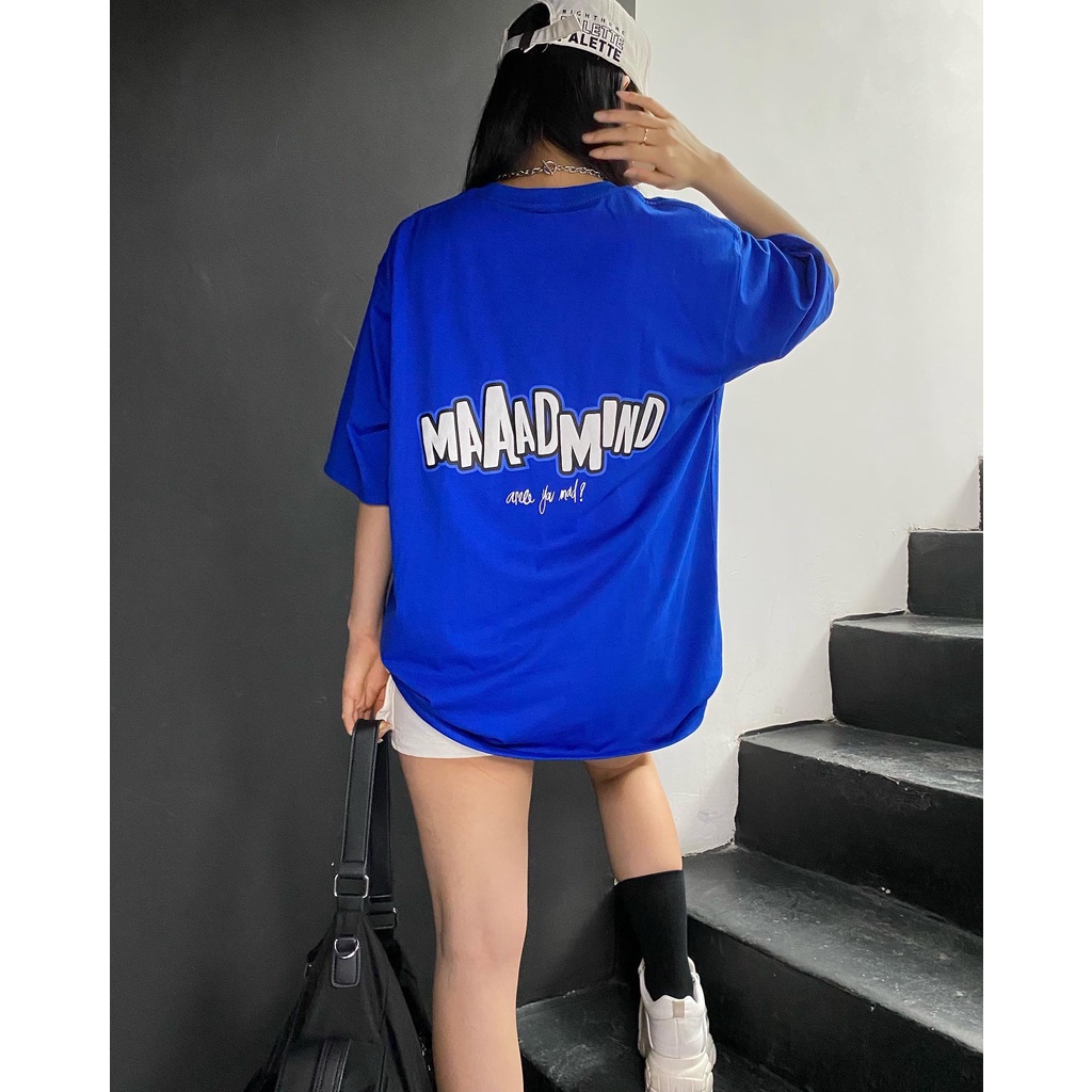 MADMIND® Chính Hãng - Áo Thun Mad Typo  Cotton Thoáng Mát - Màu Xanh Dương / Đen / Xanh Lý / Hồng Form Rộng Unisex
