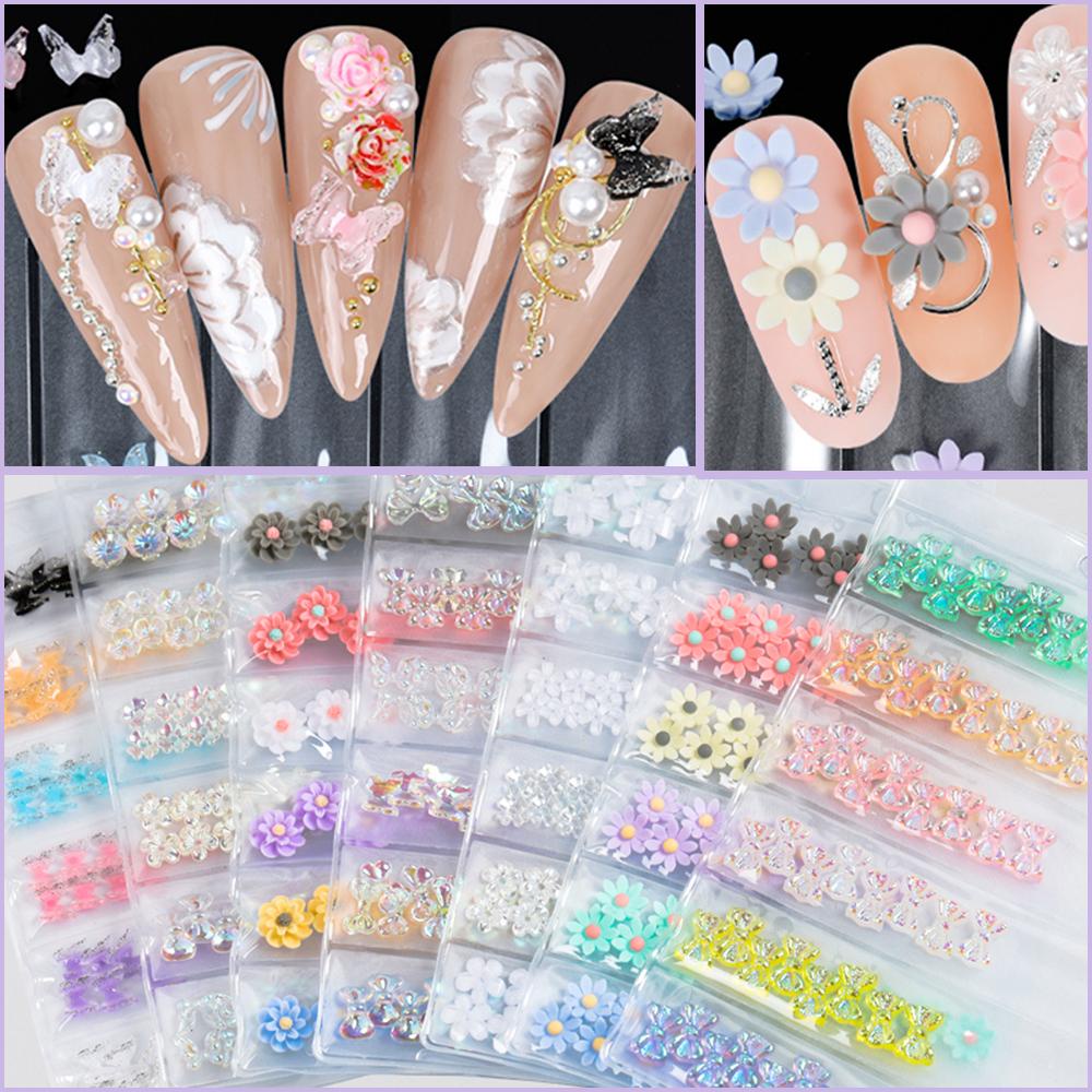 Phụ Kiện Trang Trí Móng Tay Nghệ Thuật Hình Cánh Bướm 3D Nhiều Màu Sắc