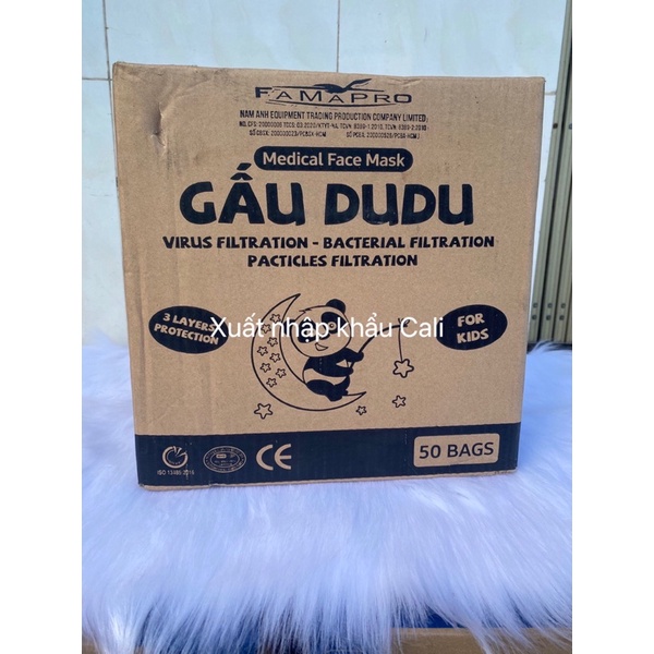 Túi 10 cái khẩu trang gấu du du Famapro, khẩu trang cho bé