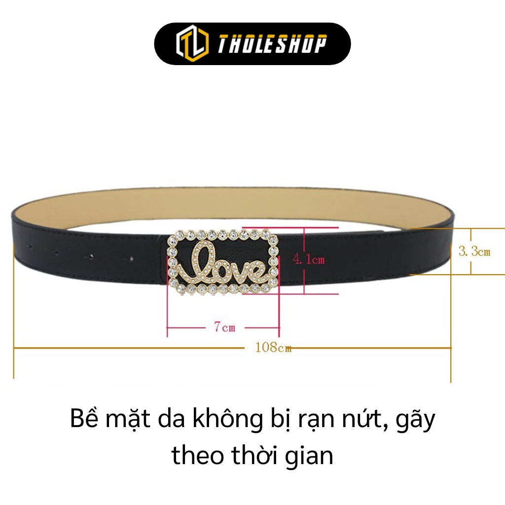Thắt Lưng Nữ - Dây Nịt Thời Trang Nữ Mặt Đính Đá Chữ Love, Kiss, Cái Nơ 7695