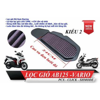 Lọc gió độ sum racing ver 2 cho vario,click,ab 125,pcx,sh mode