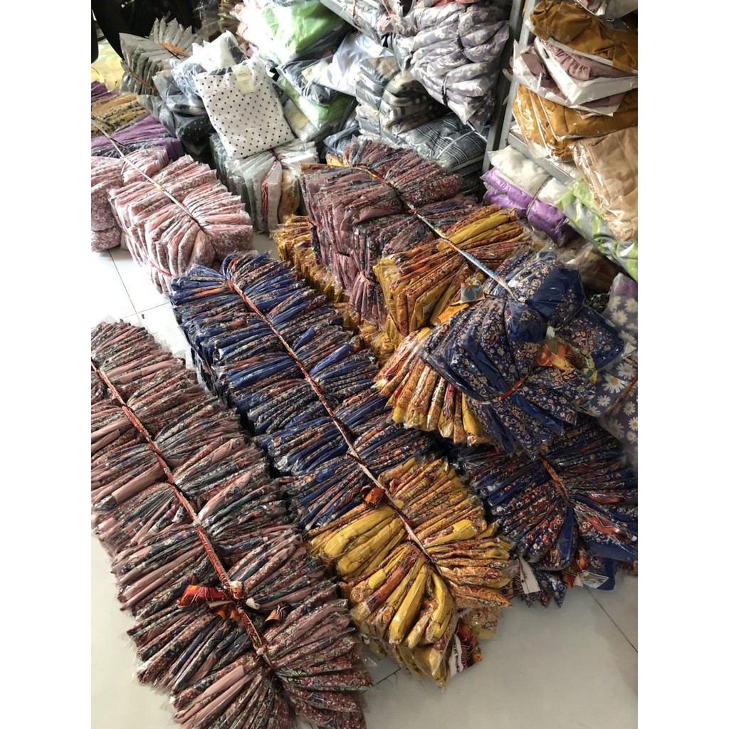 Bộ Lam thổ cẩm viền chéo kèm nơ dễ thương - Đồ bộ phật tử (hàng mới về kèm hình thật) | BigBuy360 - bigbuy360.vn