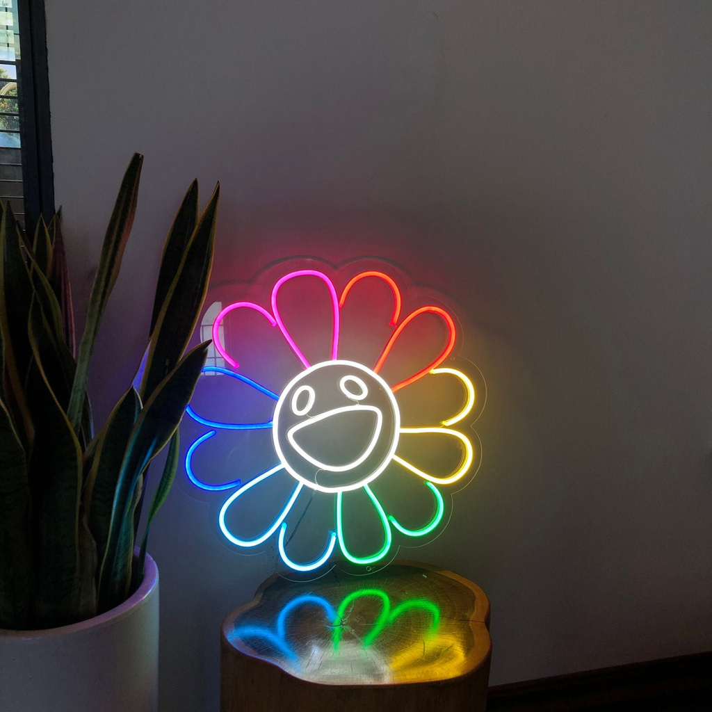 Đèn trang trí led neon sign hình BÔNG HOA CẦU VÒNG