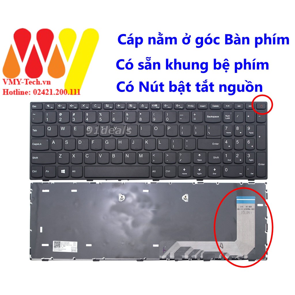 Bàn phím Lenovo IdeaPad 110 110-15 110-15ISK 110-15IBR 110-15ACL Có nút nguồn