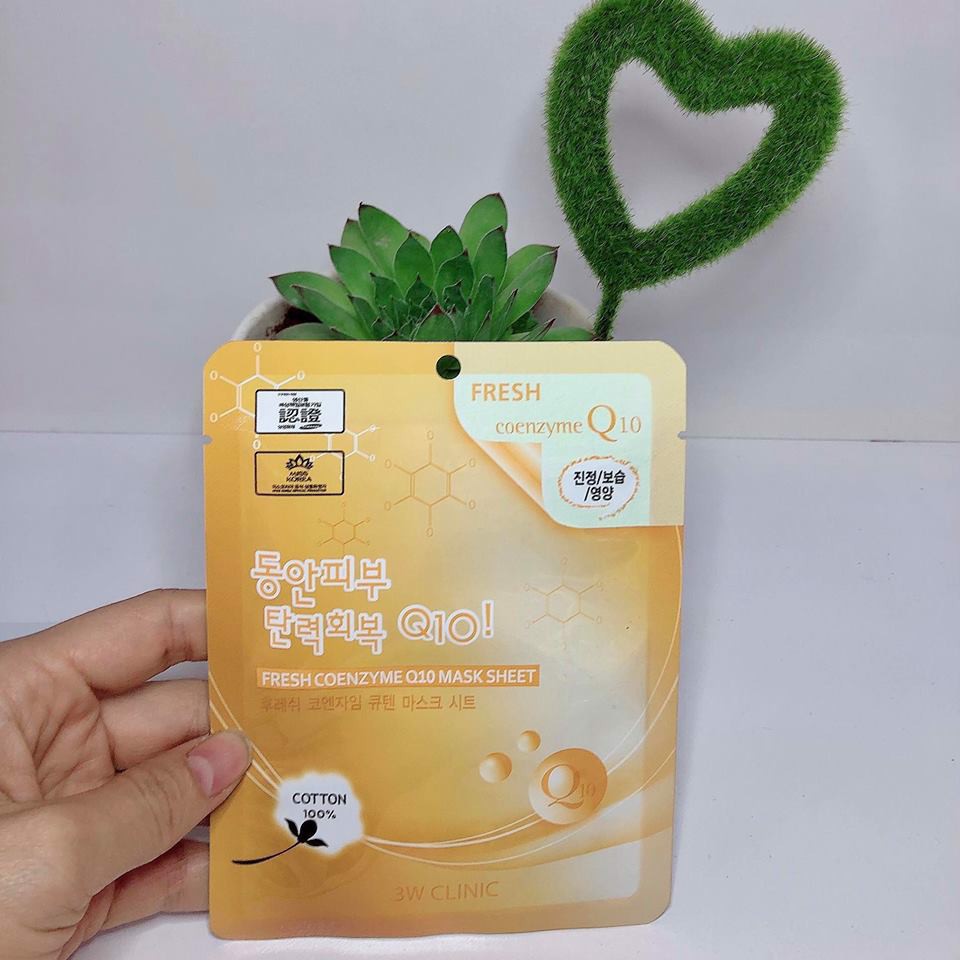 Mặt nạ cung cấp dưỡng chất phục hồi da 3W Clinic Fresh Coenzyme Q10 Mask Sheet (Miếng)