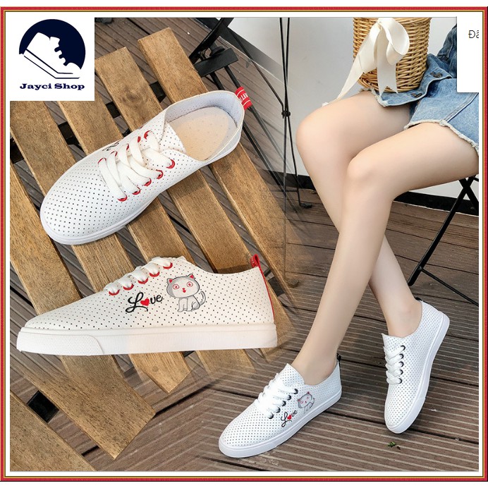 Giày thể thao nữ thoáng khi in hình mèo dễ thương - HT135