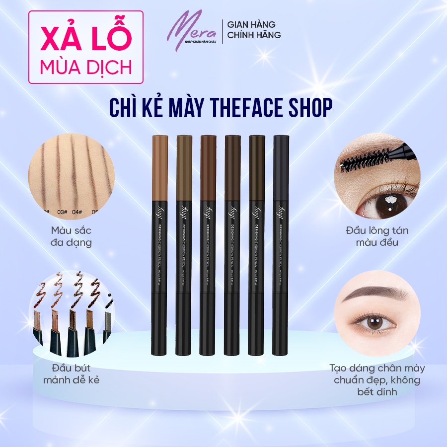 [HÀNG AUTH] CHÌ KẺ MÀY THE FACE SHOP 2 Đầu The Face Shop Designing Eyebrow Pencil 0.25g