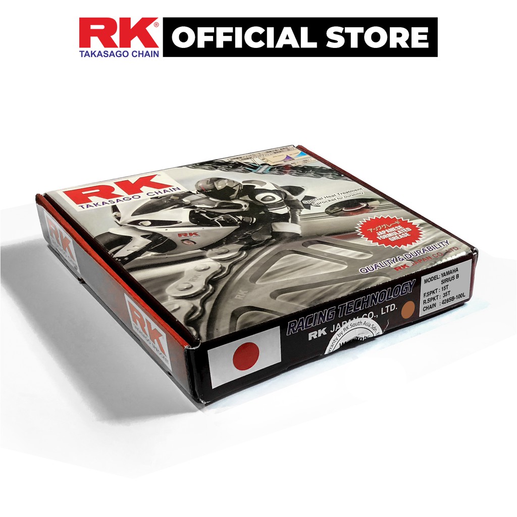 Nhông Sên Dĩa RK Takasago chain dành cho xe máy Yamaha Sirius Xăng Cơ, 9 ly thép không phốt cao su