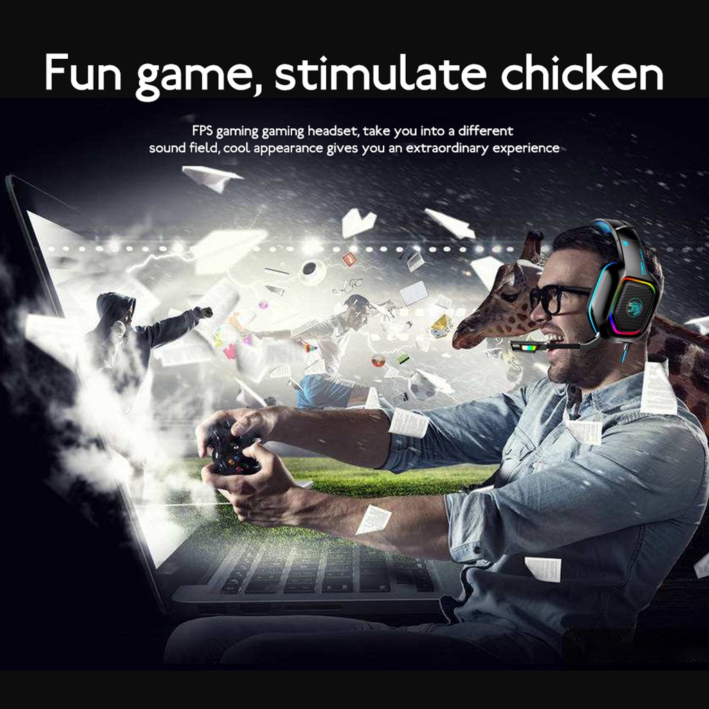 Tai Nghe Đeo Đầu Chơi Game Có Dây Giắc 3.5mm Đèn Nền RGB Tích Hợp Micro Khử Tiếng Ồn Cho PC/ Laptop/ Điện Thoại