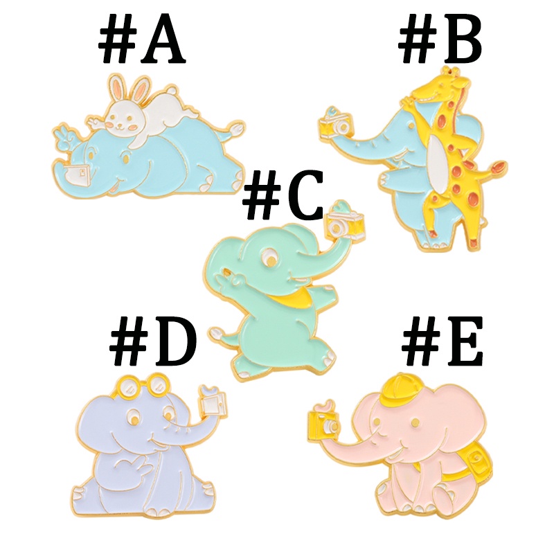 Ghim cài áo QIHE JEWELRY 5 kiểu con voi ngộ nghĩnh tuỳ chọn trang sức quà tặng cho bạn bè