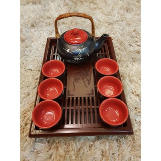 COMBO bộ ấm chén @ đen + KHAY NHỰA