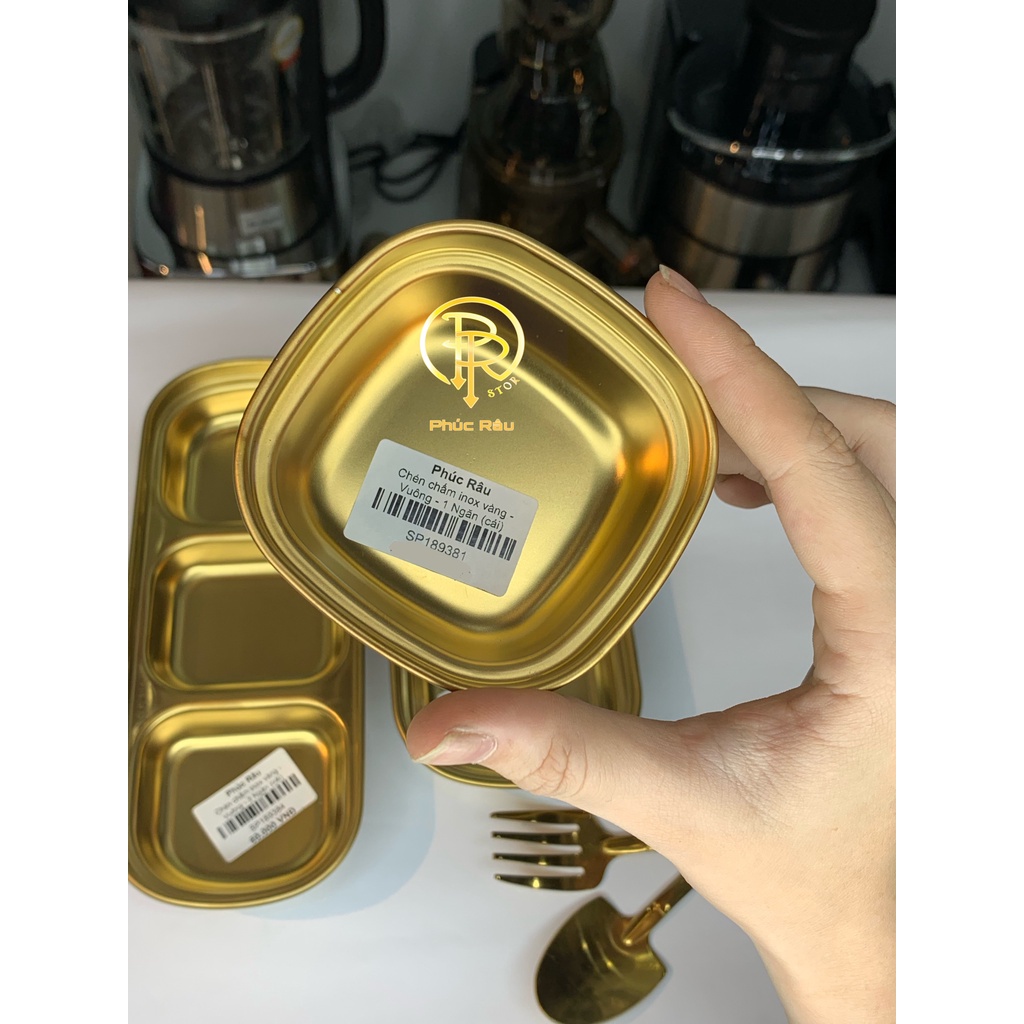 Chén chấm inox vàng Vuông