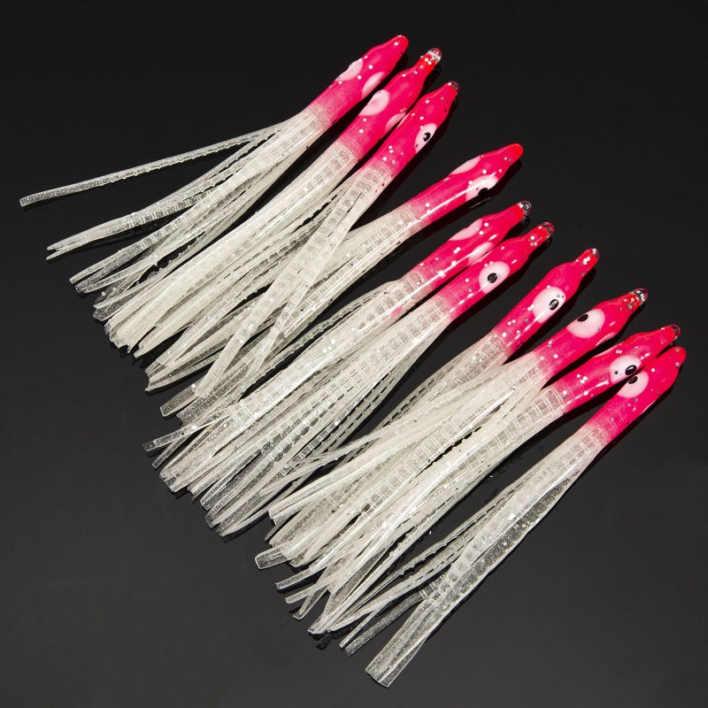 QQ Bộ 10 Mồi Mực Giả Câu Cá Mềm Kèm Móc Câu 2 Màu