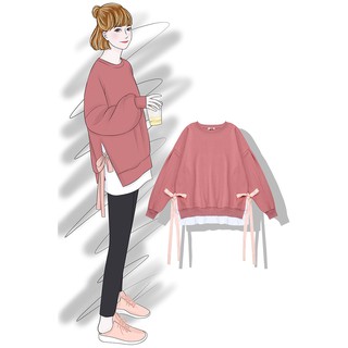 Áo nỉ xẻ vạt buộc nơ - ms57