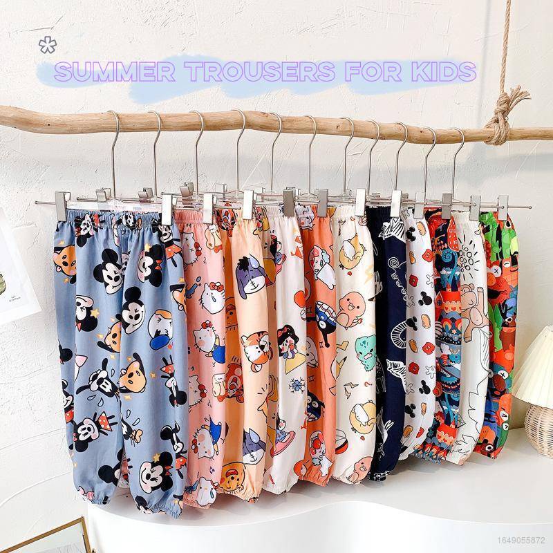 Quần Thể Thao Ống Rộng Thoáng Khí In Họa Tiết Hoạt Hình Cho Bé