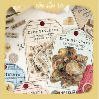 Bộ Hình Dán Kiểu Cổ Điển Vintage Sticker 100 Miếng