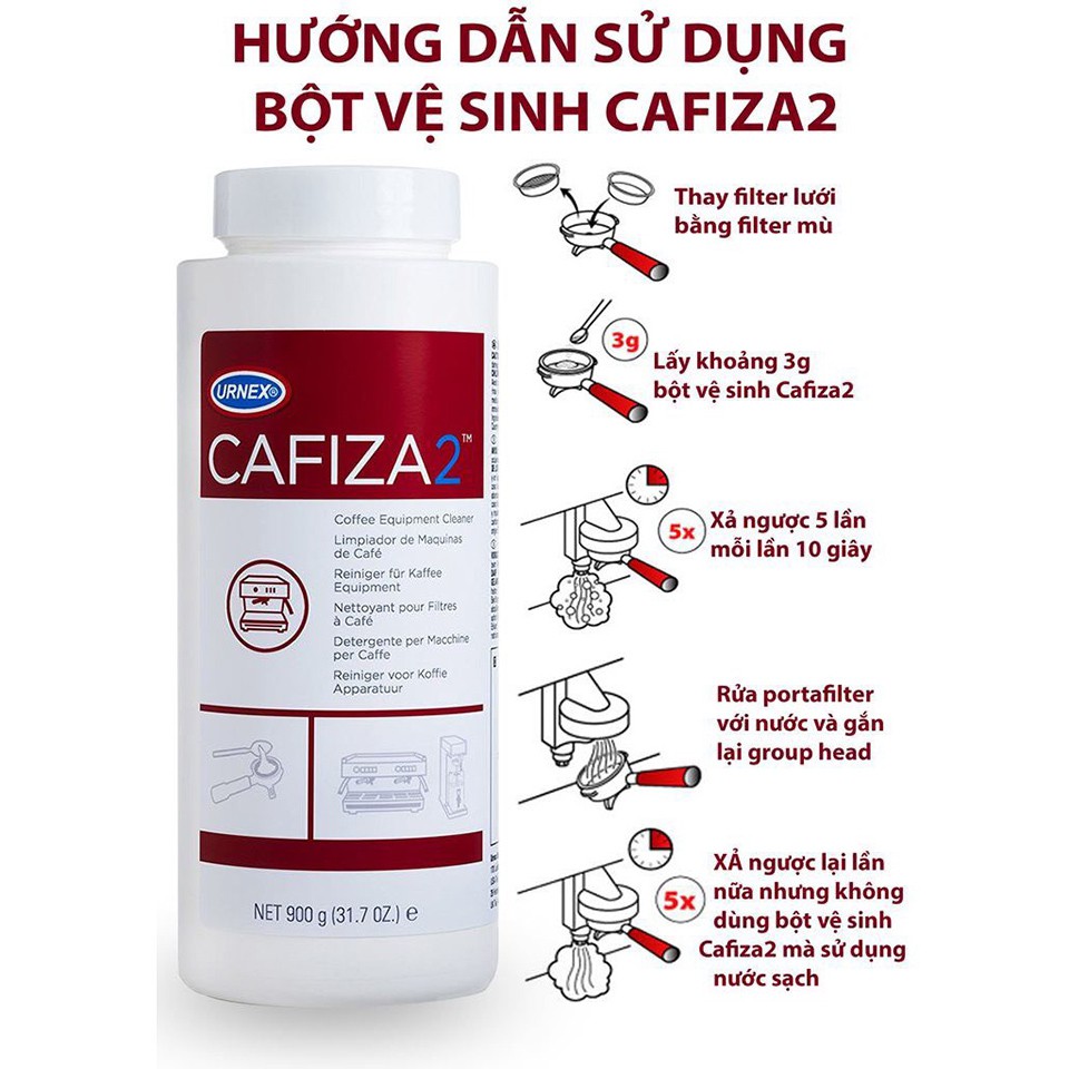 Bột Vệ Sinh Máy Pha Cà Phê Espresso Cafiza / Cafiza2 | Chính Hãng Urnex Mỹ