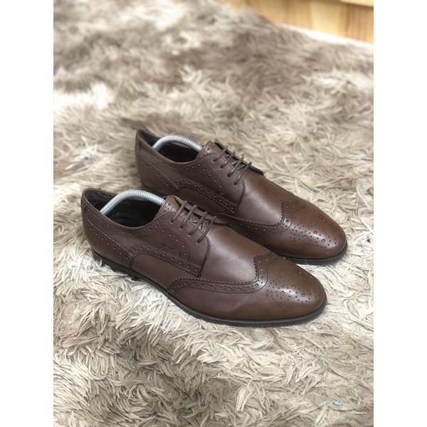 [TonaShoe] [Giày 2hand] [Size 42] Giày Wingtips Full Broughe Màu Đỏ Mận Đế Mềm